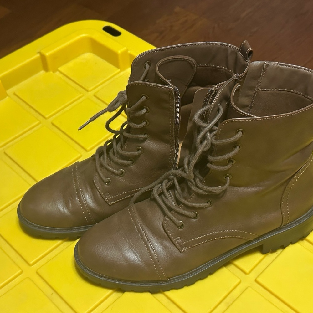 Brown Lace-Up Ankle Boots